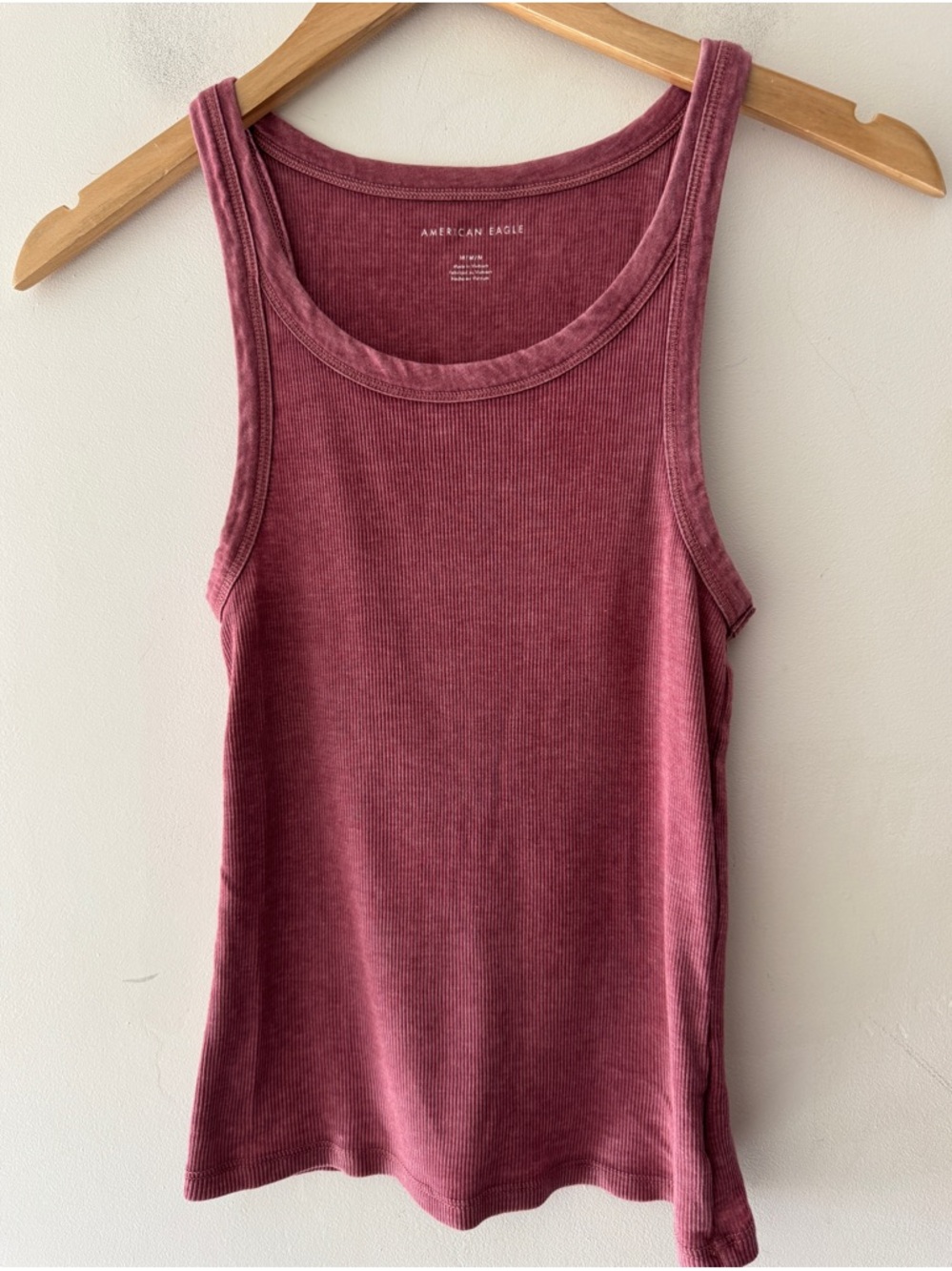American Eagle Pinkish Red‎ Ribbed Scoop Neck Tank Top